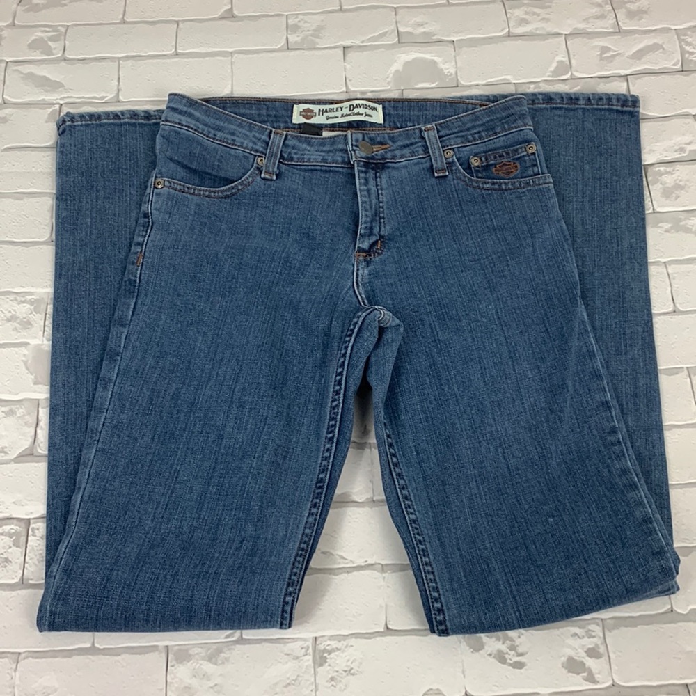 Harley Davidson Straight leg jeans Size 4 Tall Long Medium wash denim